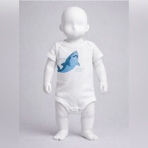 Carter's White and Blue Shark Bodysuit